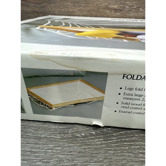 JC Penny Foldable Bed Tray Table Wood Enamel Coated Metal Frame 22.5x16.5” - Picture 3 of 5